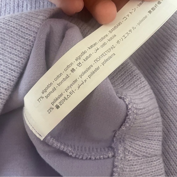 ZARA Crop Sweatshirt Sweater Lilac Crew Neck - Picture 6 of 8